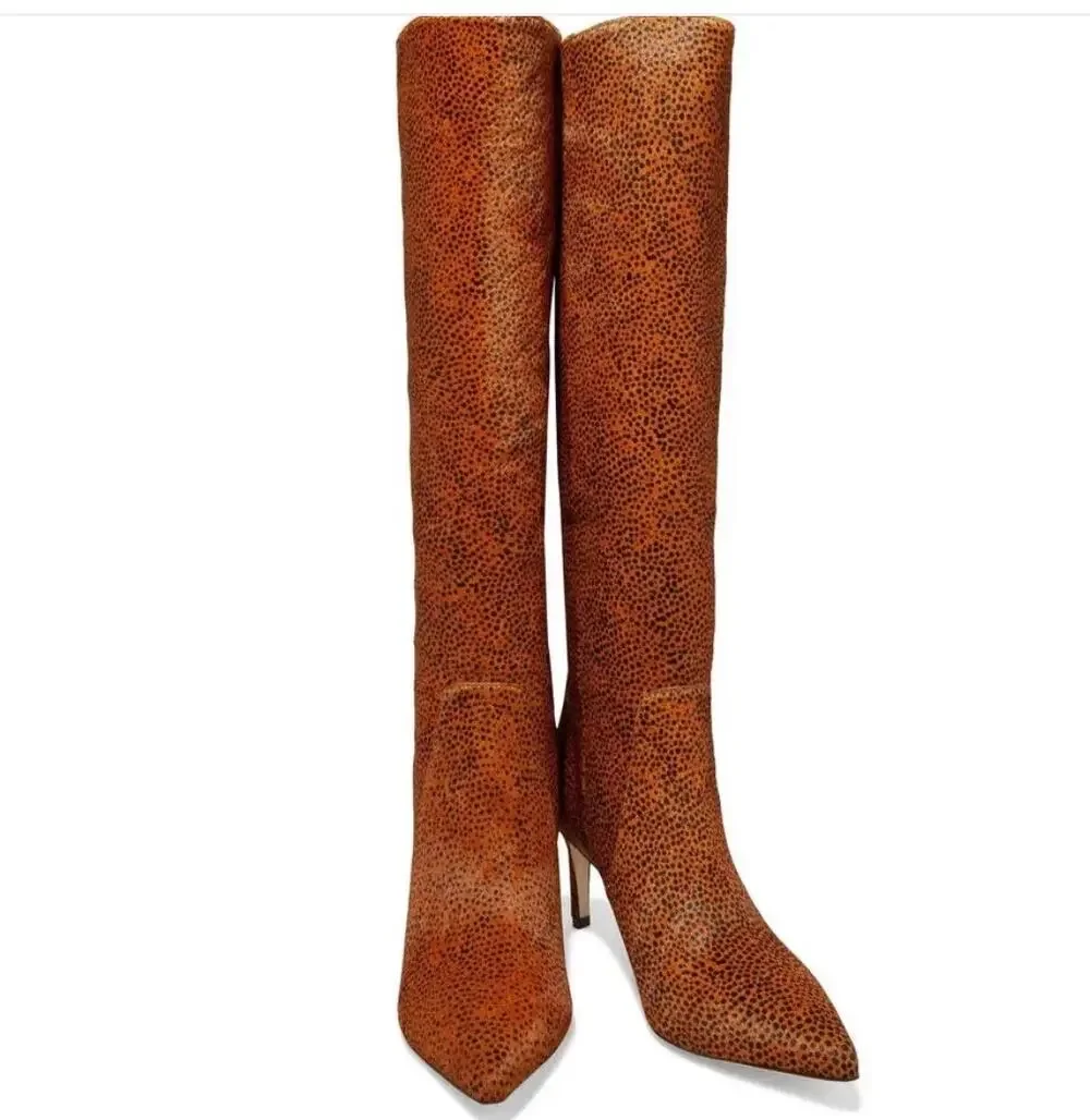 Ulla Johnson 36 Jett Mini Cheetah Leather Calf-Hair Knee Boots